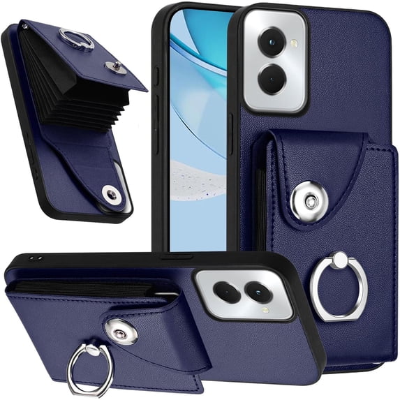 Case for Motorola Moto G Power 5G 2024 Case with Card Slots for Men with 360°Rotation Ring Stand Wallet Leather Phone Case Shockproof Protective Case for Moto G Power 5G 2024 Blue YBK
