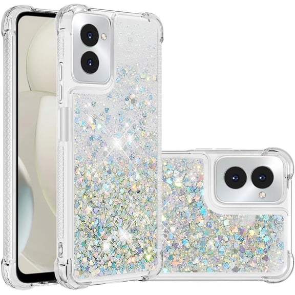 Case for Motorola Moto G Power 5G 2024 Case Glitter Liquid Cute Clear Phone Case Floating Quicksand Shockproof Protective Bumper Soft TPU Cover for Moto G Power 5G 2024 Love Sliver YB