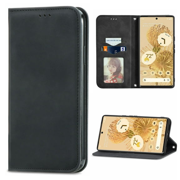 Case for Motorola Moto G Power 5G 2024, Classic Business Premium PU Leather Cover TPU Bumper with Card Holder Kickstand Magnetic Adsorption Flip Wallet Case Cover for Moto G Power 5G 2024, Black