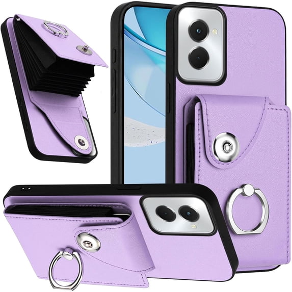 Case for Motorola Moto G Power 5G 2024 Wallet Case Women with Card Slots,with 360°Rotation Ring Kickstand Leather Shockproof Protective Case Cover for Moto G Power 5G 2024 Purple YBK