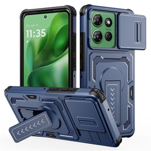Case For Motorola Moto G Power 5G (2026) , Moto G Power (2025) Slim Fit with Slide Camera Cover & Invisible Kickstand, Military-Grade Shockproof Cover,Blue