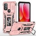 thumbnail image 1 of Case for Motorola Moto G Pure, Sliding Lens Camera Cover Protection Ring Kickstand Compatible with Magnetic Car Mount Military Grade Hybrid Rugged PC Soft TPU Shockproof Case, Rosegold, 1 of 7