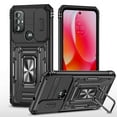thumbnail image 1 of Case for Motorola Moto G Pure, Sliding Lens Camera Cover Protection Ring Kickstand Compatible with Magnetic Car Mount Military Grade Hybrid Rugged PC Soft TPU Shockproof Case, Black, 1 of 7