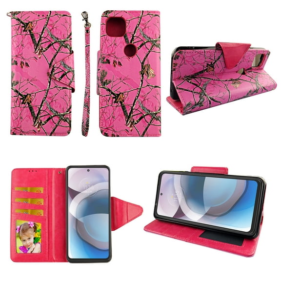 Case for Motorola Moto G Stylus 5G 2021 (Not Fit Moto G Stylus 2021) Pu Leather Wallet Cover Flap Closure Snap-on Book Style Cases Card Holders Wrist Strap 2 in 1 Folio Camo Mozy