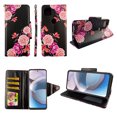 thumbnail image 1 of Case for Motorola Moto G Stylus 5G 2021 (Not Fit Moto G Stylus 2021) Pu Leather Wallet Cover Flap Closure Snap-on Book Style Cases Card Holders Wrist Strap 2 in 1 Folio Flower Black, 1 of 3