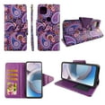 thumbnail image 1 of Case for Motorola Moto G Stylus 5G 2021 (Not Fit Moto G Stylus 2021) Pu Leather Wallet Cover Flap Closure Snap-on Book Style Cases Card Holders Wrist Strap 2 in 1 Folio Purple Paisley, 1 of 3