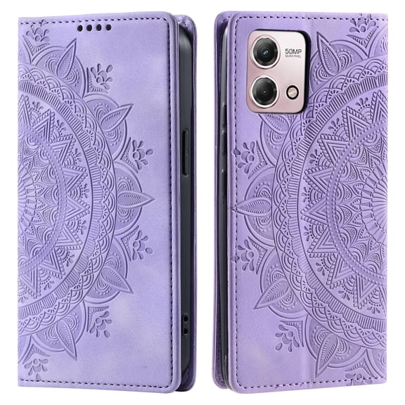 Case for Motorola Moto G Stylus 5G(2023) Wallet Case for Women Girls with Card Holder, Embossed Flower Pattern Magnetic Flip PU Leather Purse Protective Phone Cover for Moto G Stylus 5G(2023), Purple
