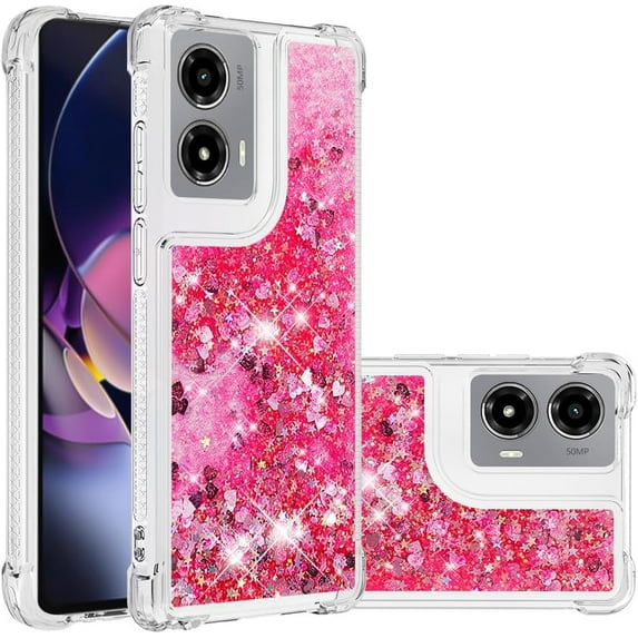 Case for Motorola Moto G Stylus 5G 2024 Case Glitter Cute Luxury Love Liquid Quicksand Clear Soft TPU Girls Women Stylish Bumper Shockproof Protective Cover for Moto G Stylus 5G 2024 Rose YB