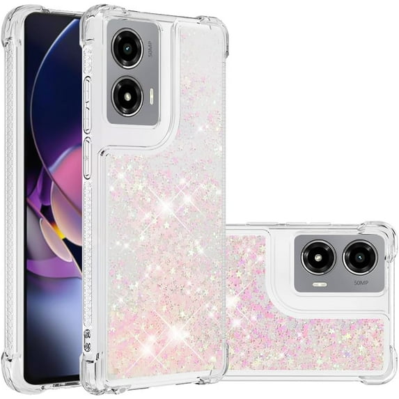 Case for Motorola Moto G Stylus 5G 2024 Case Glitter Cute Luxury Love Liquid Quicksand Clear Soft TPU Girls Women Stylish Bumper Shockproof Protective Cover for Moto G Stylus 5G 2024 Pink YB