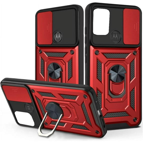 Case for Motorola Moto G Stylus 5G (Not 4G) with Slide Camera Cover,Military Grade Heavy Duty Protection Phone Case Cover with Magnetic Ring Kickstand for Motorola Moto G Stylus 5G SJ Red