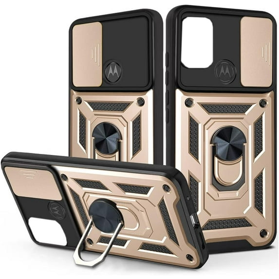 Case for Motorola Moto G Stylus 5G (Not 4G) with Slide Camera Cover,Military Grade Heavy Duty Protection Phone Case Cover with Magnetic Ring Kickstand for Motorola Moto G Stylus 5G SJ Gold