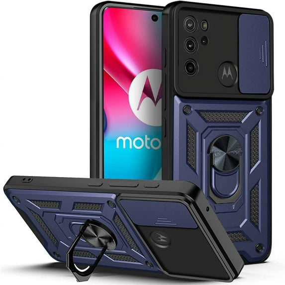 Case for Motorola Moto G60S with Slide Camera Cover,Military Grade Heavy Duty Protection Phone Case Cover with Magnetic Ring Kickstand for Motorola Moto G60S SJ Blue