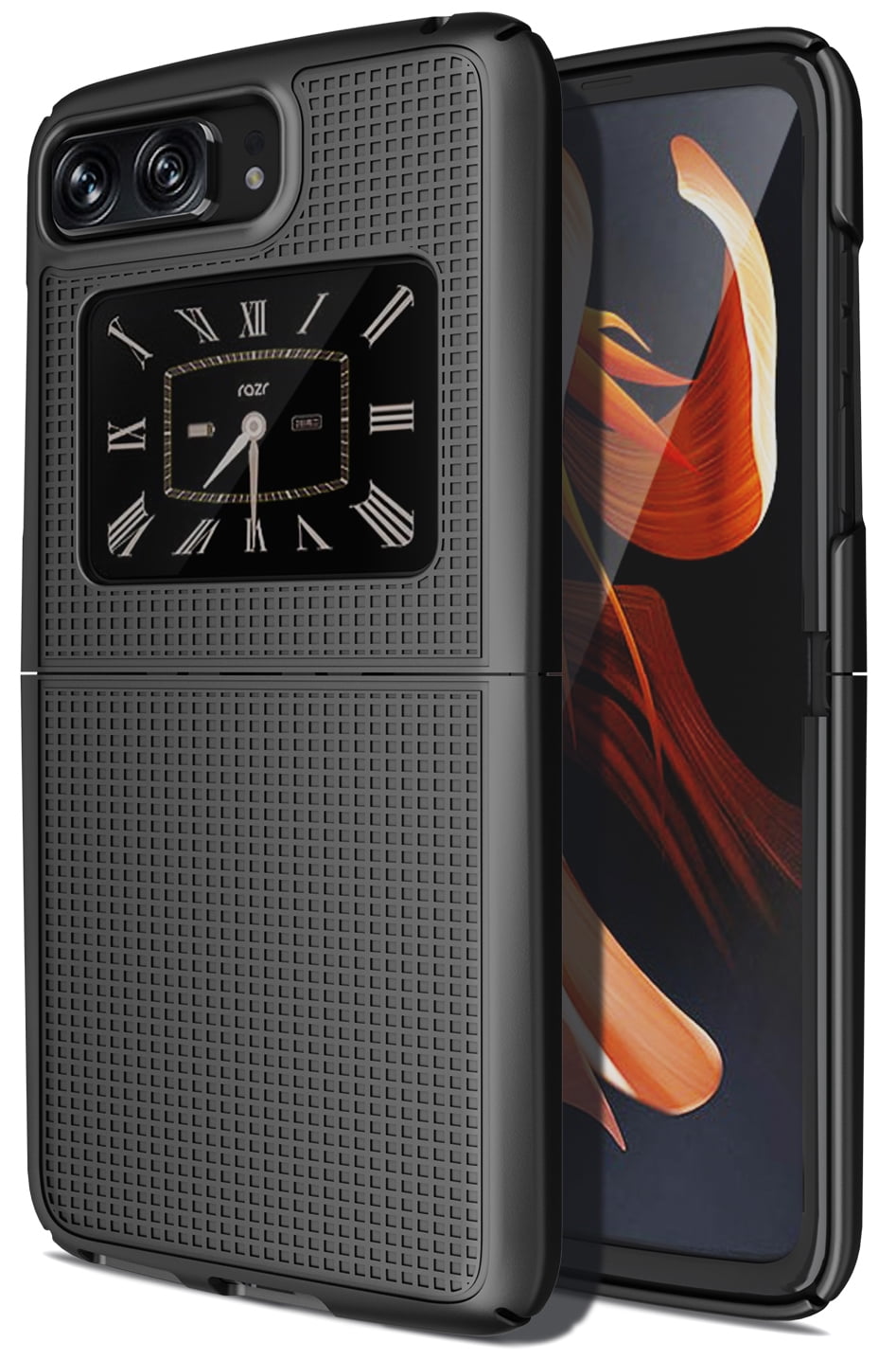 Case for Motorola RAZR 2022 Flip Phone, Nakedcellphone Slim Hard Shell  Protector Cover [Anti-Fingerprint, Grid Texture] for Moto RAZR 3 5G - Pearl  White 