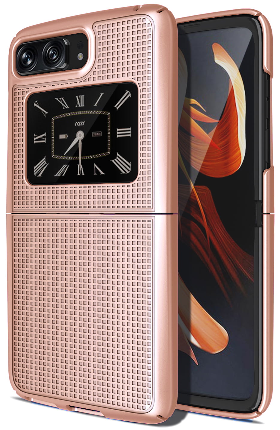 Case for Motorola RAZR 2022 Flip Phone, Nakedcellphone Slim Hard Shell  Protector Cover [Anti-Fingerprint, Grid Texture] for Moto RAZR 3 5G - Pearl  White 