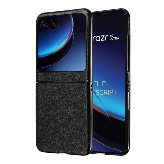 Case for Motorola Razr+ 2024, Classic PU Leather Back Cover Drop Protective Shell Slim Fit Shockproof Phone Case Cover for Motorola Razr+ 2024 - Black