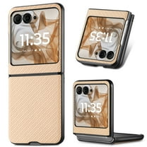Case for Motorola Razr 2024 Fiber Texture Case, Slim Thin Protective Cover Skin for Motorola Razr 2024, with Anti-Slip Strip Sturdy Shockproof Lens Protection Phone Case, Khaki