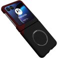 thumbnail image 1 of Case for Motorola Razr 40 Ultra Magnetic Case Compatible with MagSafe Charger Carbon Fiber Made Slim Ultra Military-Grade Drop Protection Shockproof Cover, Black&Red, 1 of 8