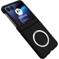 thumbnail image 1 of Case for Motorola Razr 40 Ultra Magnetic Case Compatible with MagSafe Charger Carbon Fiber Made Slim Ultra Military-Grade Drop Protection Shockproof Cover, Black, 1 of 8