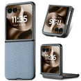 thumbnail image 1 of Case for Motorola Razr 60 Ultra Fiber Texture Case, Slim Thin Protective Cover Skin for Motorola Razr 60 Ultra, with Anti-Slip Strip Sturdy Shockproof Lens Protection Phone Case, Blue, 1 of 10