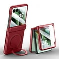 thumbnail image 1 of Case for Motorola Razr 60 Ultra / Ultra 2025, Slim Fit Hard PC Protective Cover with Rotating Ring Stand, Compatible with MagSafe, with Small Screen Protector, Support Wireless Charging, Red, 1 of 7