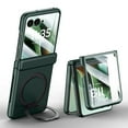thumbnail image 1 of Case for Motorola Razr 60 Ultra / Ultra 2025, Slim Fit Hard PC Protective Cover with Rotating Ring Stand, Compatible with MagSafe, with Small Screen Protector, Support Wireless Charging, Green, 1 of 7