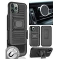 thumbnail image 1 of Case/Mount/Clip for iPhone 11 Pro Max, Nakedcellphone Black Rugged Cover [with Finger Grip Stand] + [Belt Hip Holster] + [Magnetic Car Holder] for Apple iPhone 11 Pro Max (2019, 6.5" Model), 1 of 10