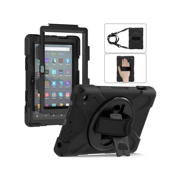 Case For All New Amazon Fire 7 inch Tablet 12th Generation, 2022 Released, Shockproof Full Body Protective Cover With Stand, Hand Strap and Shoulder Strap
