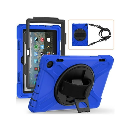 Case for All New Amazon Fire HD 8 / Fire HD 8 Plus - 12th Generation, 2022, Shockproof Full Body Protective Cover With Stand Hand Strap and Shoulder Strap