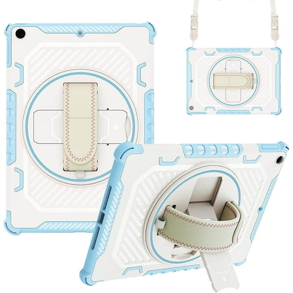 Case for New iPad Mini 5 /Mini 4 (5th/4th Generation 7.9 inch), Heavy Duty Protective Cover with 360° Rotating Hand Strap & Stand Shoulder Strap for Kids Children Boys Girls