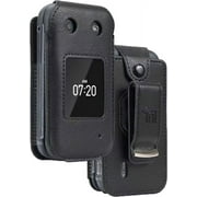 Case for Nokia 2760/2780 Flip Phone, Nakedcellphone [Black Vegan Leather] Form-Fit Cover with [Built-In Screen Protection] and [Metal Belt Clip] for Tracfone N139DL, TA-1398, TA-1451, TA-1420