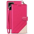 thumbnail image 1 of Case for Note 20 Ultra, [Pink] Infolio Wallet Credit Card Slot ID Cover, View Stand [with Wrist Strap Lanyard] for Samsung Galaxy Note 20 Ultra Phone (SM-N985, SM-N986), 1 of 7