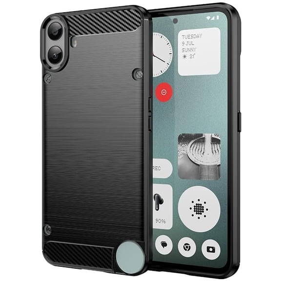 Case for Nothing CMF Phone 1,Nothing CMF Phone 1 Case,TPU Carbon Fiber Soft Silicone Bumpers Protective Cover Anti-Scratch Shockproof Heavy Duty Phone Case for Nothing CMF Phone 1 (Lasi Black)