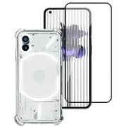Case for Nothing Phone 1, Clear Transparent See-Thru Flex Gel TPU Skin Slim Cover - Anti-Shock Corners and Recessed Camera Protection + Tempered Glass 9H Hard Screen Protector