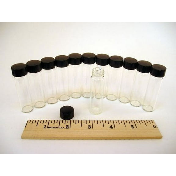 Case Of 144 Glass Vials - 2 Dram (2/8 oz) Clear With Screw Caps