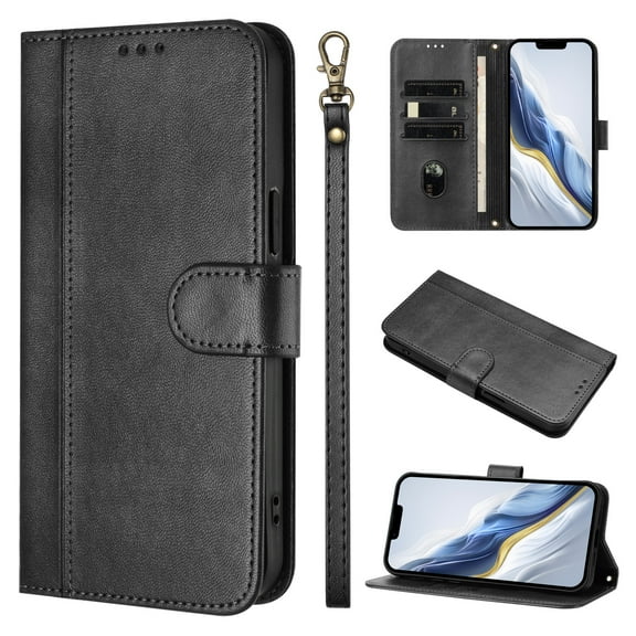 Case for OnePlus 10 Pro 5G Wallet Phone Cover with Wrist Strap, Card Slots and Cash Pocket, PU Leather Magnetic Closure and Anti-Drop Stand Flip Protective Shockproof Case