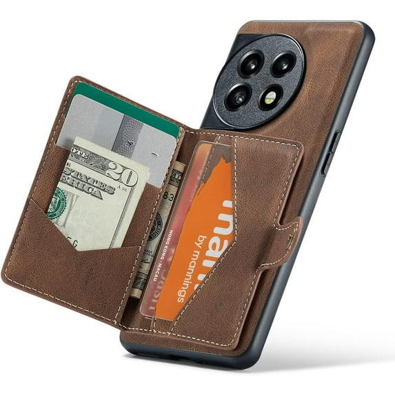 Case for OnePlus 11 5G,Detachable Magnetic Basic Case Wallet Card Cash Slot Case Cover Functional Kickstand Compatible with OnePlus 11 5G 2023 (Brown)