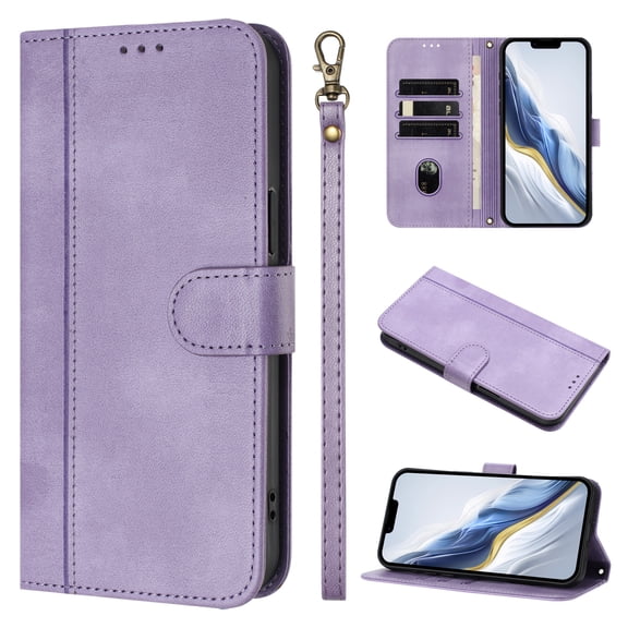 Case for OnePlus Nord CE 2 Lite Wallet Phone Cover with Wrist Strap, Card Slots and Cash Pocket, PU Leather Magnetic Closure and Anti-Drop Stand Flip Protective Shockproof Case