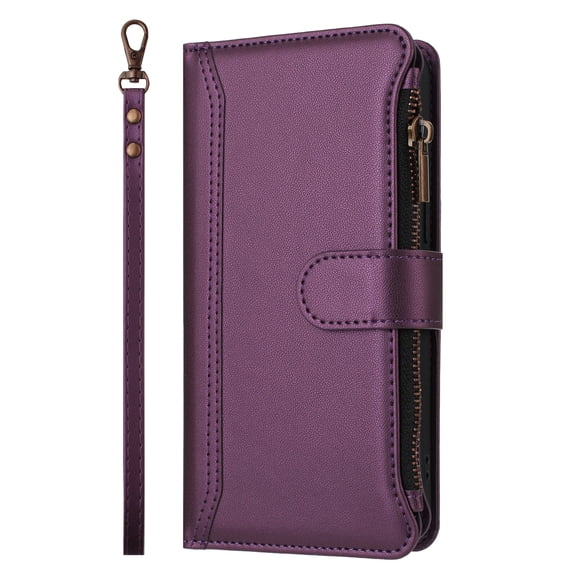 Case for OnePlus Nord CE4 5G Classic Leather Phone Case with Detachable Wrist Strap Zipper Pocket Card Holder Kickstand Support Wireless Charging Shockproof Cover