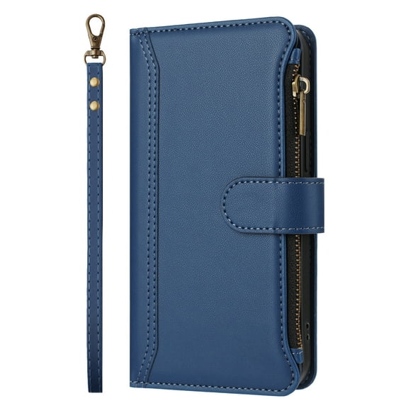Case for OnePlus Nord CE4 5G Classic Leather Phone Case with Detachable Wrist Strap Zipper Pocket Card Holder Kickstand Support Wireless Charging Shockproof Cover