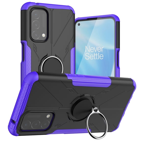Case for Oneplus Nord N200 5G, Oneplus Nord N200 5G Case with Ring Heavy Duty with Kickstand Hard PC Back Cover Soft TPU Dual Layer Protection Phone Cover for Oneplus Nord N200 5G, Purple