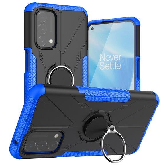 Case for Oneplus Nord N200 5G, Oneplus Nord N200 5G Case with Ring Heavy Duty with Kickstand Hard PC Back Cover Soft TPU Dual Layer Protection Phone Cover for Oneplus Nord N200 5G, Blue
