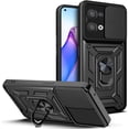 thumbnail image 1 of Case for Oppo Reno8 5G (NOT 4G) with Slide Camera Cover, Military Grade Drop Protective Phone Cover Case with Ring Kickstand for Oppo Reno 8 5G SJ Black, 1 of 8