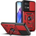 thumbnail image 1 of Case for Oppo Reno8 5G (NOT 4G) with Slide Camera Cover, Military Grade Drop Protective Phone Cover Case with Ring Kickstand for Oppo Reno 8 5G SJ Red, 1 of 8