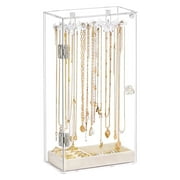USYFAKGH Case Organizer Acrylic Necklace Display Stand Desktop Jewelry Organizer Box With Door Bracelet Storage Rack