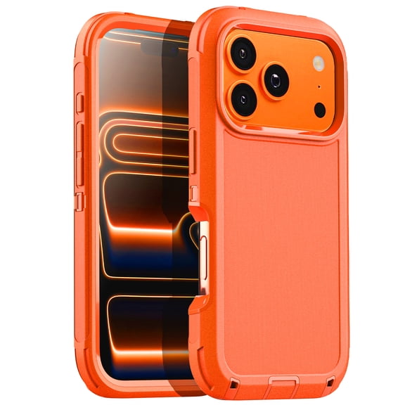 Case for iPhone 17 Pro Max/iPhone 17 Pro Heavy Duty Rugged & Dual-Layer Shockproof Drop Proof Protection With Port Anti dust Scratch Back Cover Phone Case Orange