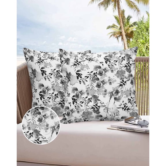 Case Pillow Decor Home Black Rose Watercolor Cover Cushion Waterproof Chair Garden Outdoor
