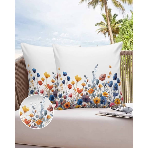 Case Pillow Decor Home Daisy Leaf Flower Cover Cushion Waterproof Chair Garden Outdoor