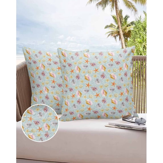 Case Pillow Decor Home Pearls Texture Shell Watercolor Cover Cushion Waterproof Chair Garden Outdoor