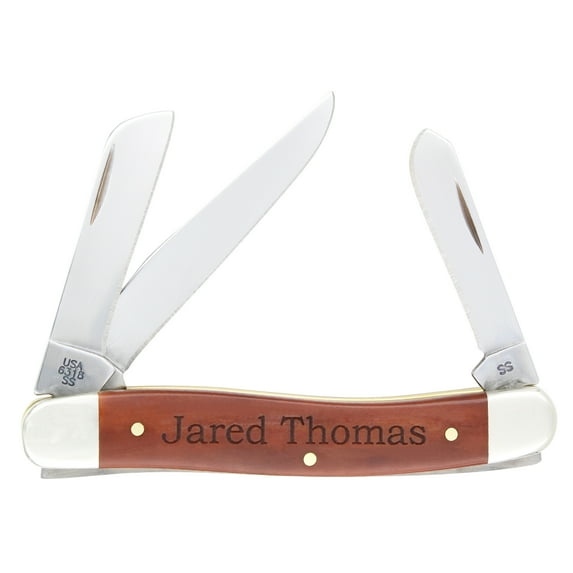 Case Pocket Knife, Smooth Chestnut Bone Medium Stockman #28701 with Personalized Laser Engraved Handle