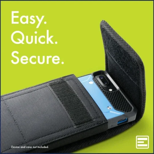 Case Pouch For Phone / Holster With Belt Loop & Metal Clip Black Color